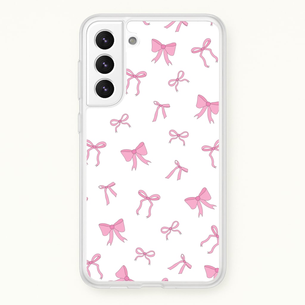 Coquette Variety Pink Bows Pattern - Clean Girl Aesthetic Phone Case for Galaxy S22