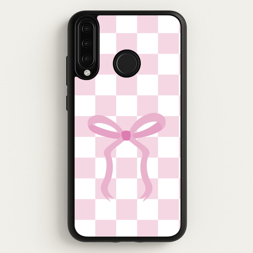 Checkered Coquette Bow Pink - Clean Girl Aesthetic Phone Case for Huawei P30 Lite