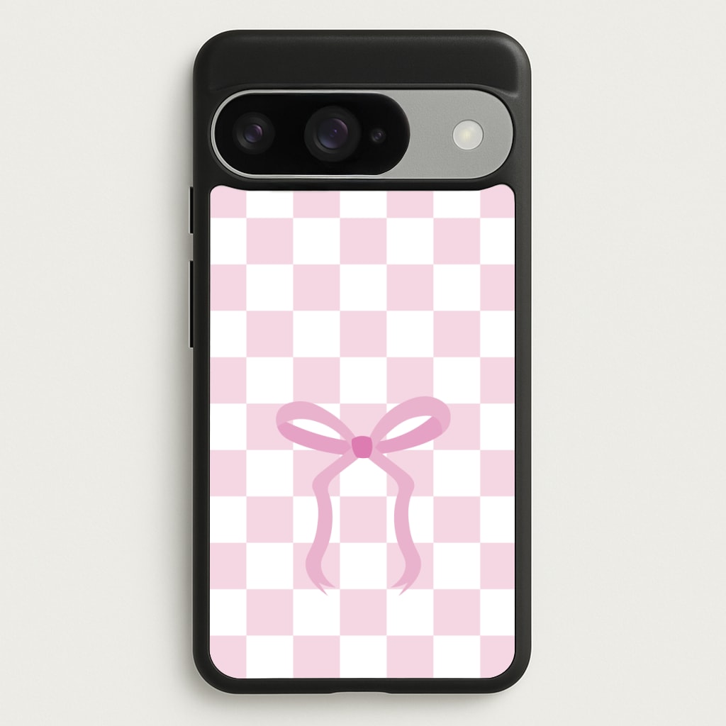 Checkered Coquette Bow Pink Phone Case for Google Pixel 10 / 10 Pro