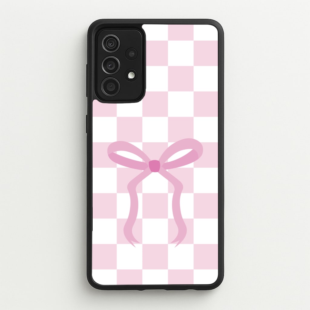 Checkered Coquette Bow Pink - Clean Girl Aesthetic Phone Case for Galaxy A52 / A52s