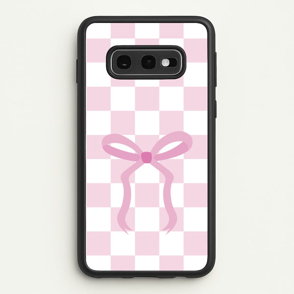 Checkered Coquette Bow Pink - Clean Girl Aesthetic Phone Case for Galaxy S10e