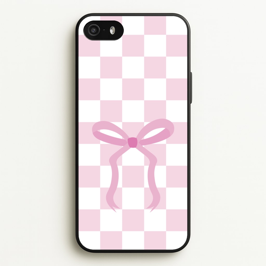 Checkered Coquette Bow Pink - Clean Girl Aesthetic Phone Case for iPhone 5 / 5s / SE 2016