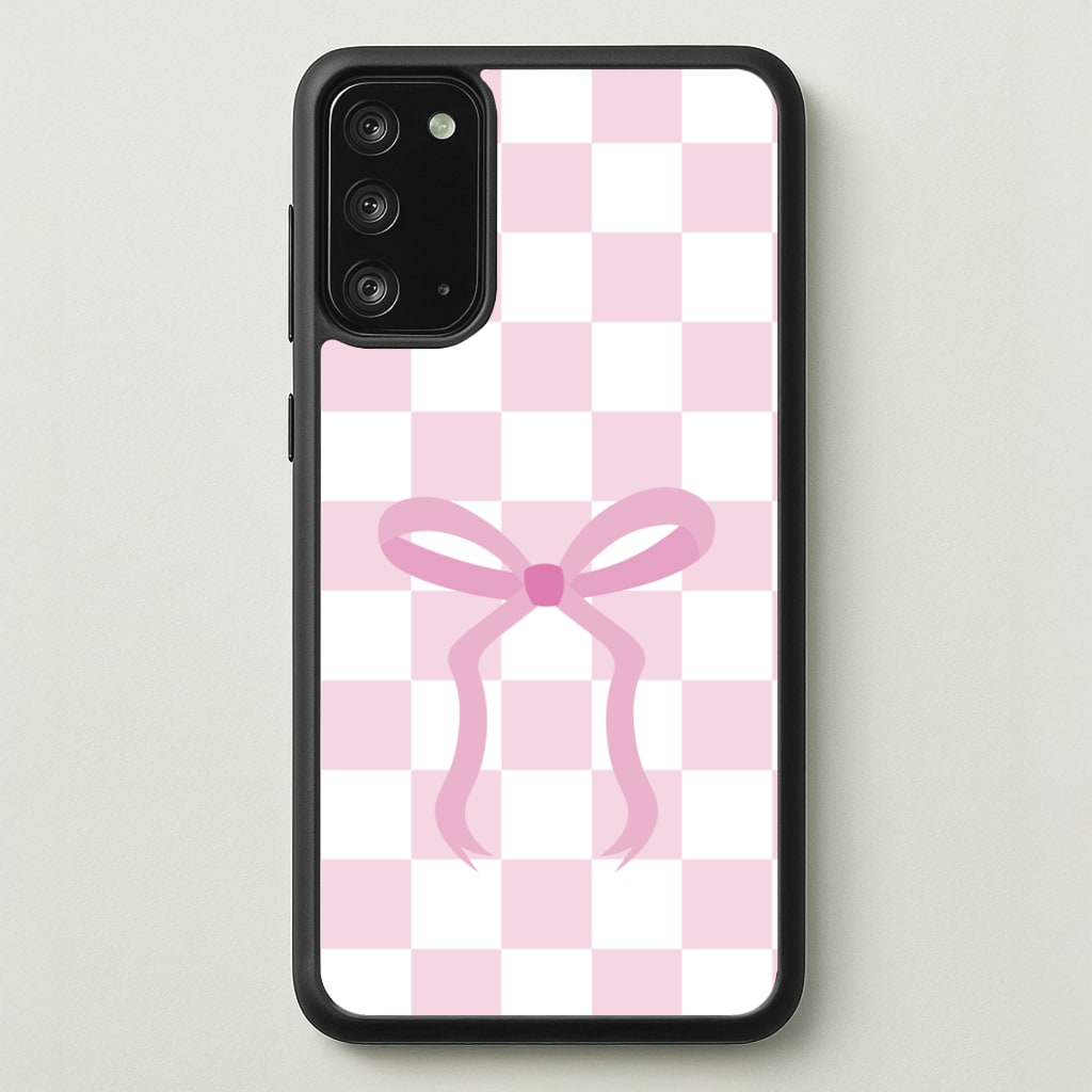 Checkered Coquette Bow Pink - Clean Girl Aesthetic Phone Case for Galaxy Note 20