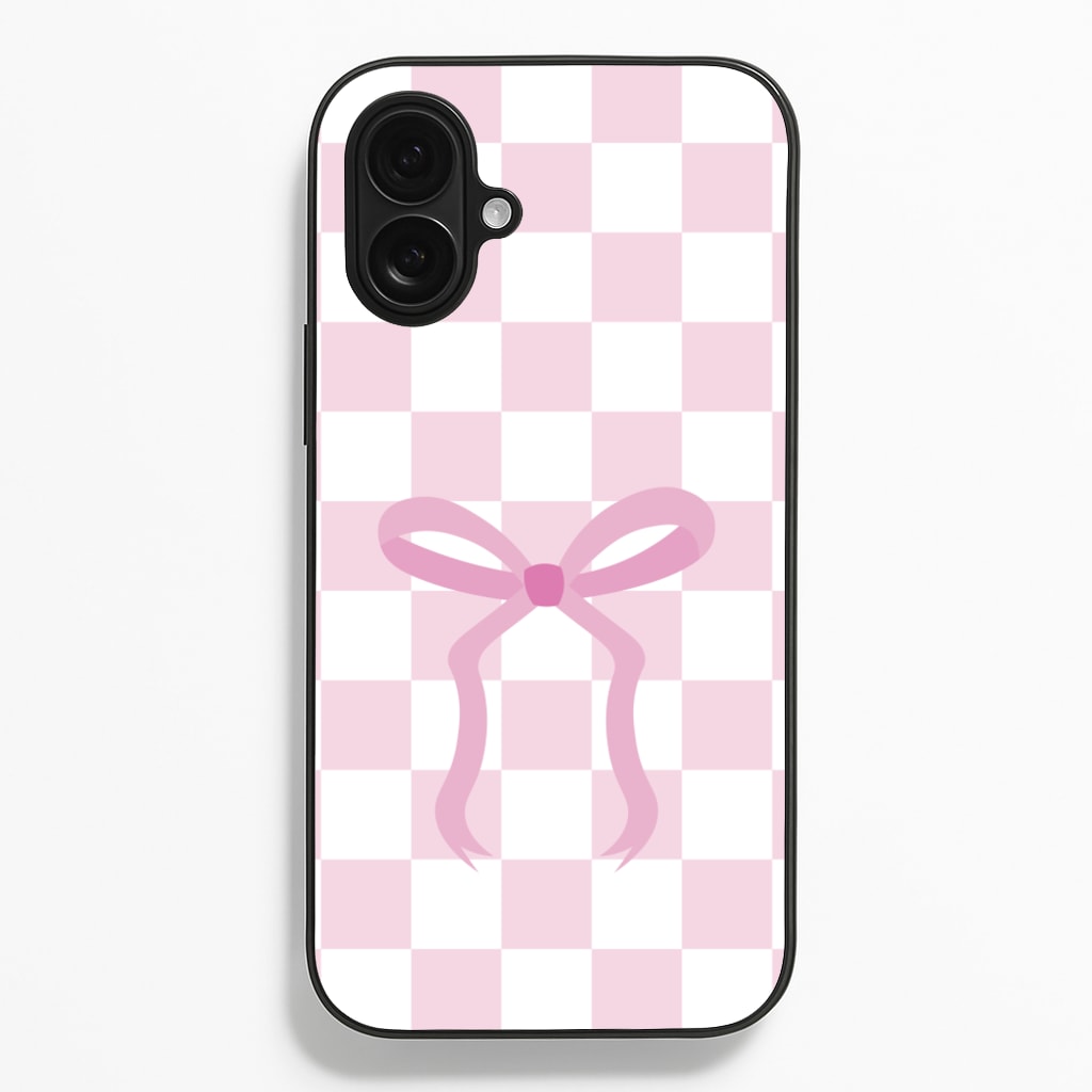 Checkered Coquette Bow Pink Phone Case