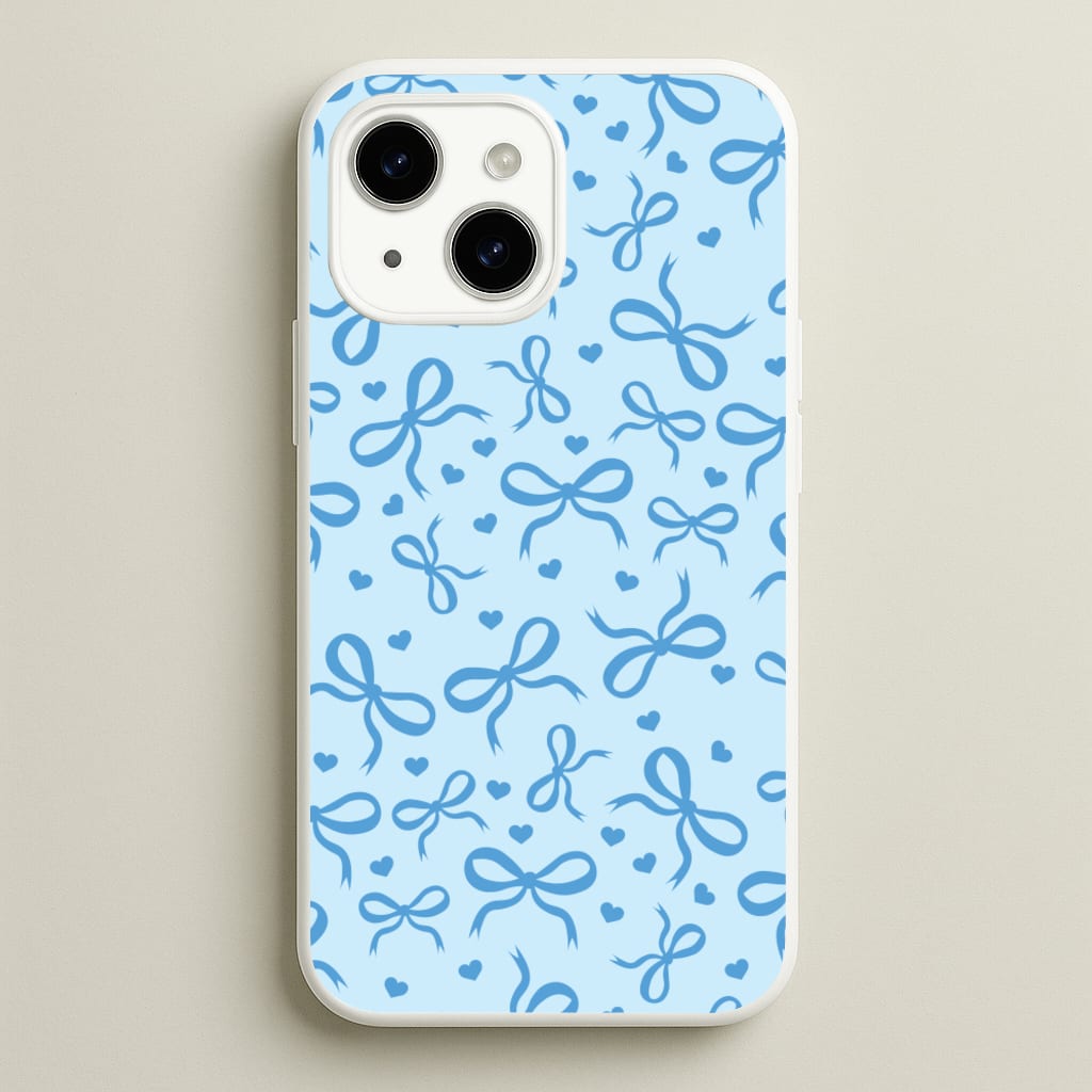 Coquette Bows And Hearts Navy Blue - Clean Girl Aesthetic Phone Case for iPhone 14 Plus