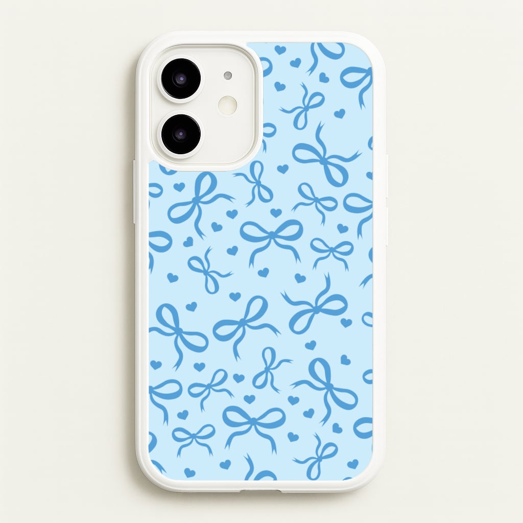 Coquette Bows And Hearts Navy Blue - Clean Girl Aesthetic Phone Case for iPhone 12 / 12 Pro