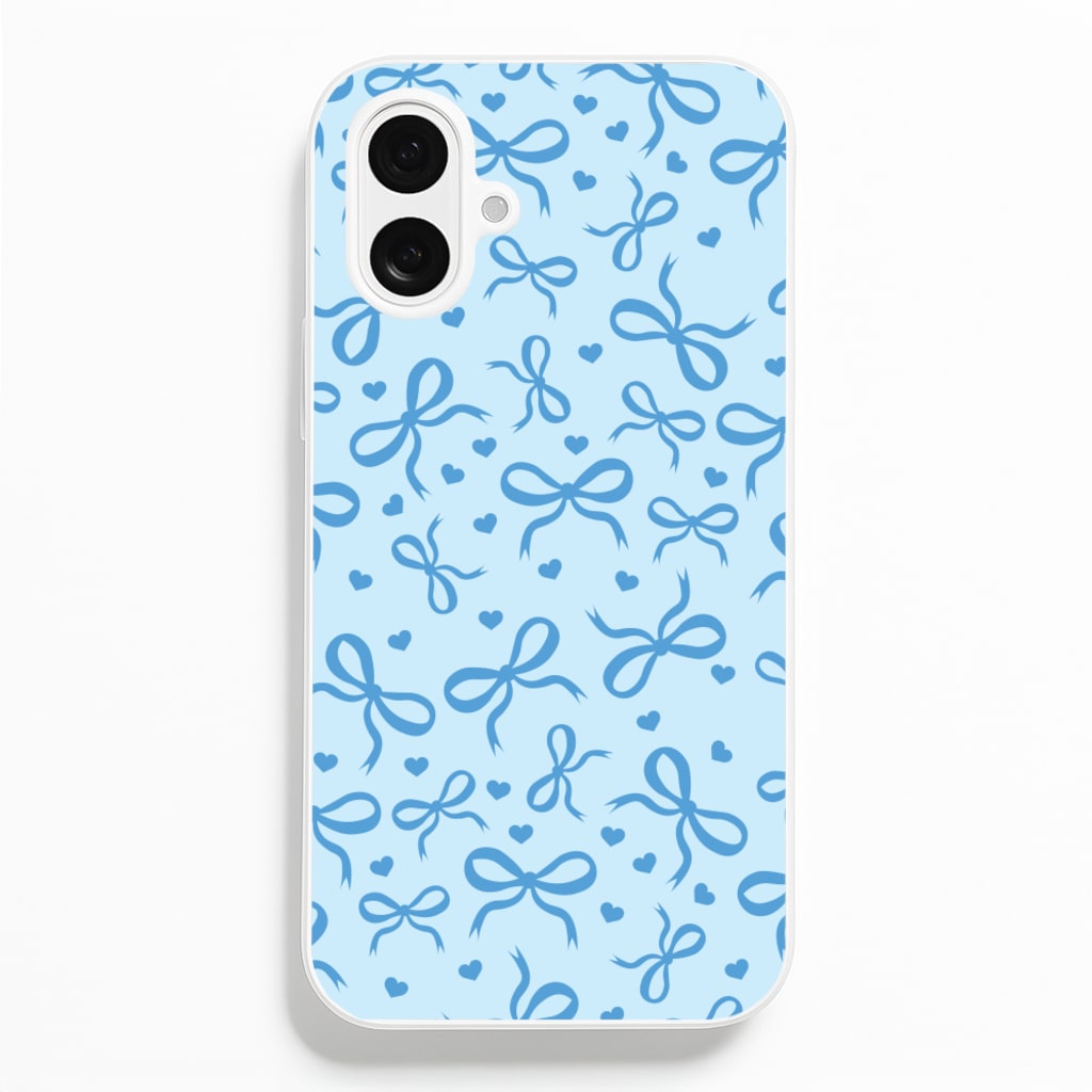 Coquette Bows And Hearts Navy Blue - Clean Girl Aesthetic Phone Case for iPhone 16 Plus