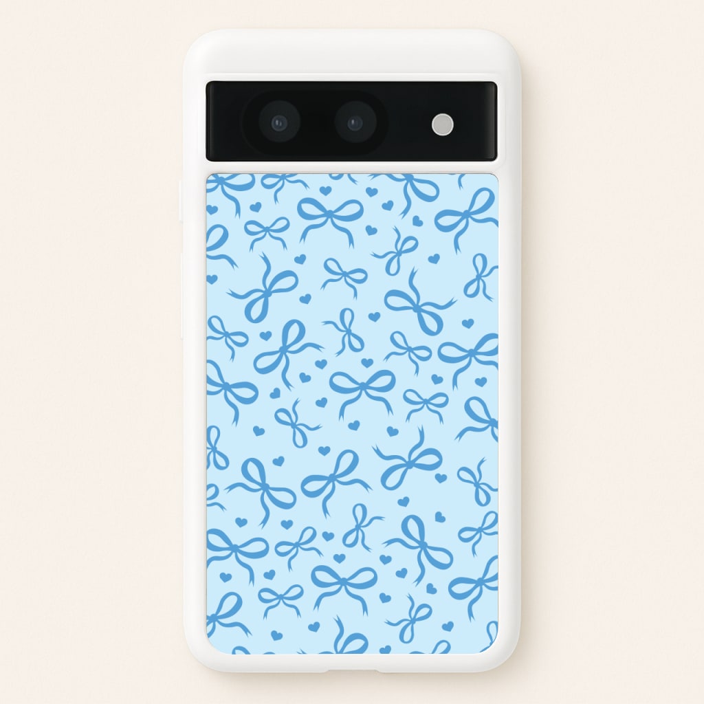 Coquette Bows And Hearts Navy Blue - Clean Girl Aesthetic Phone Case for Google Pixel 8a