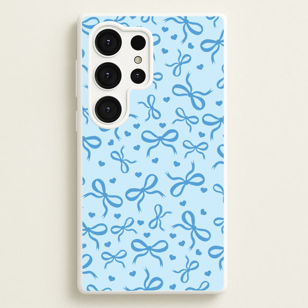 Coquette Bows And Hearts Navy Blue - Clean Girl Aesthetic Phone Case for Galaxy S25 Ultra