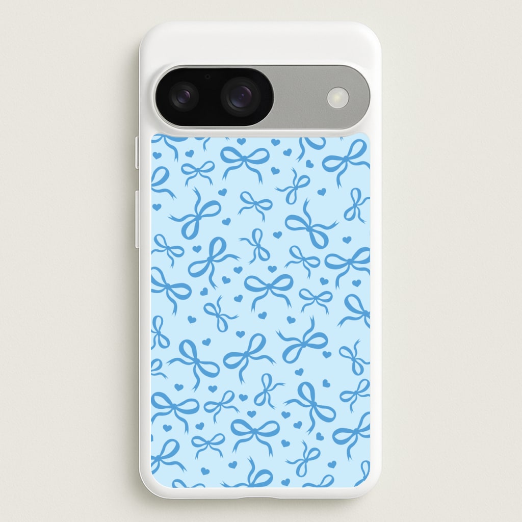 Coquette Bows And Hearts Navy Blue - Clean Girl Aesthetic Phone Case for Google Pixel 9 / 9 Pro