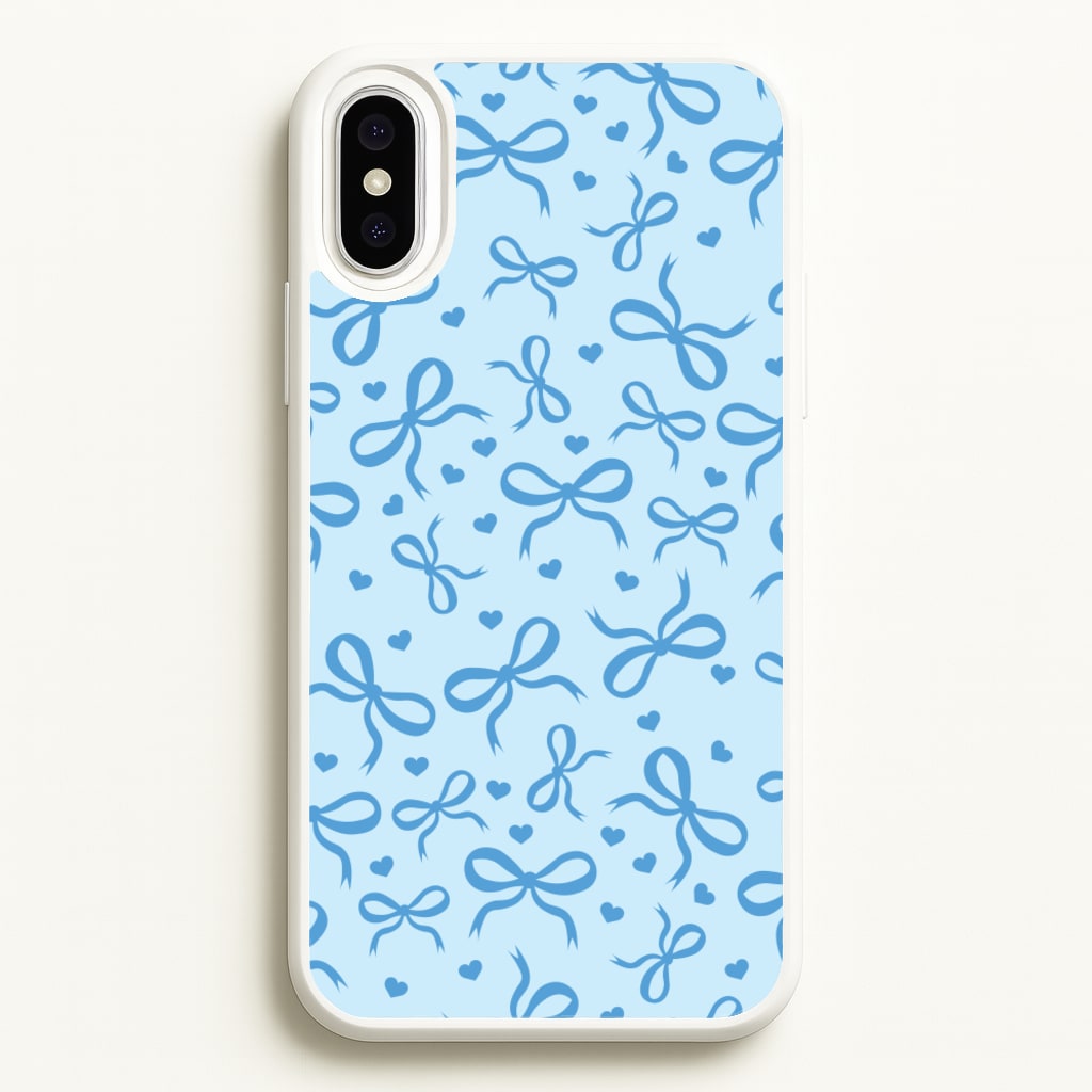Coquette Bows And Hearts Navy Blue - Clean Girl Aesthetic Phone Case for iPhone XS Max