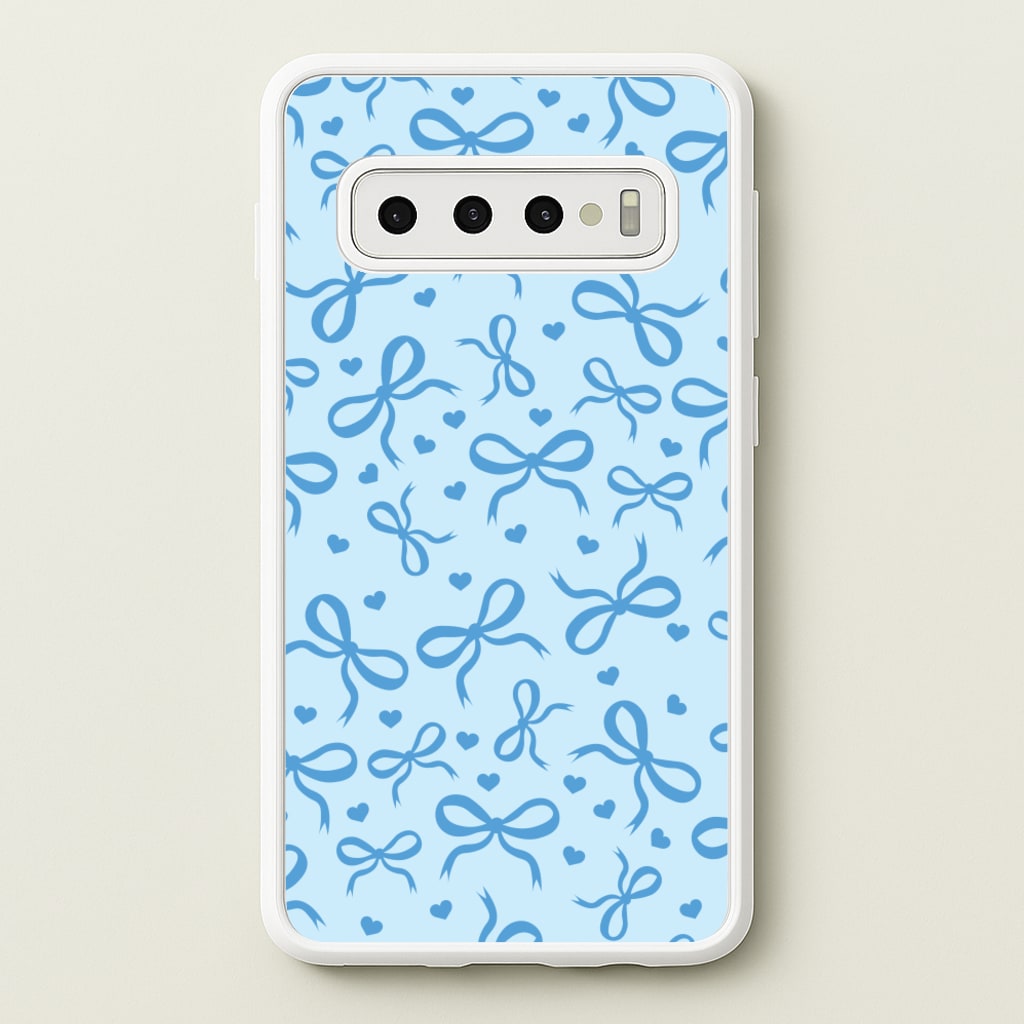 Coquette Bows And Hearts Navy Blue - Clean Girl Aesthetic Phone Case for Galaxy S10