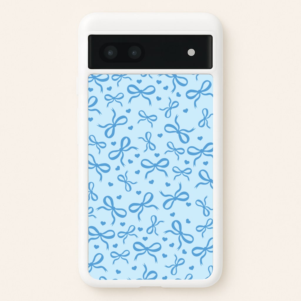 Coquette Bows And Hearts Navy Blue - Clean Girl Aesthetic Phone Case for Google Pixel 7a