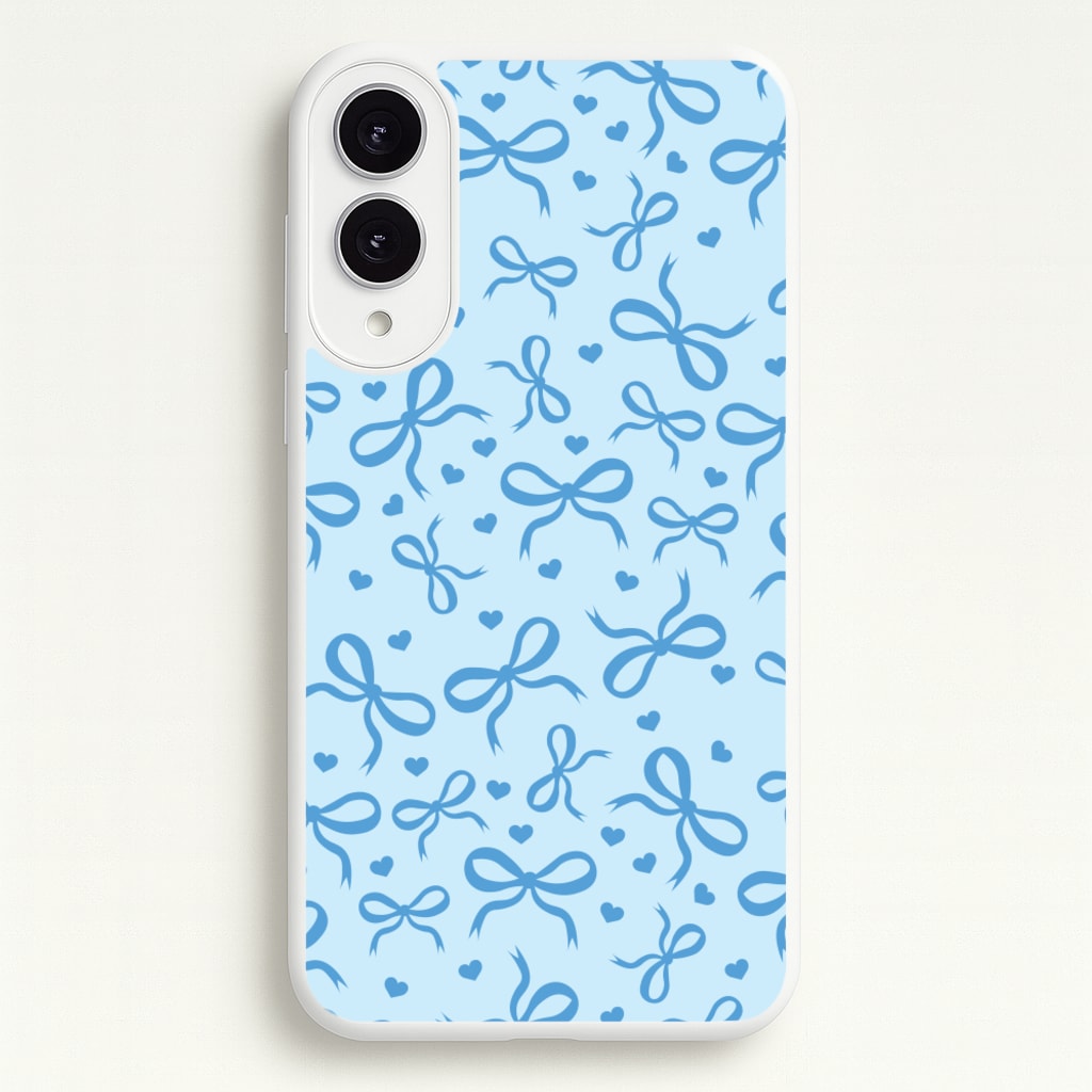 Coquette Bows And Hearts Navy Blue - Clean Girl Aesthetic Phone Case for Galaxy S25 Edge