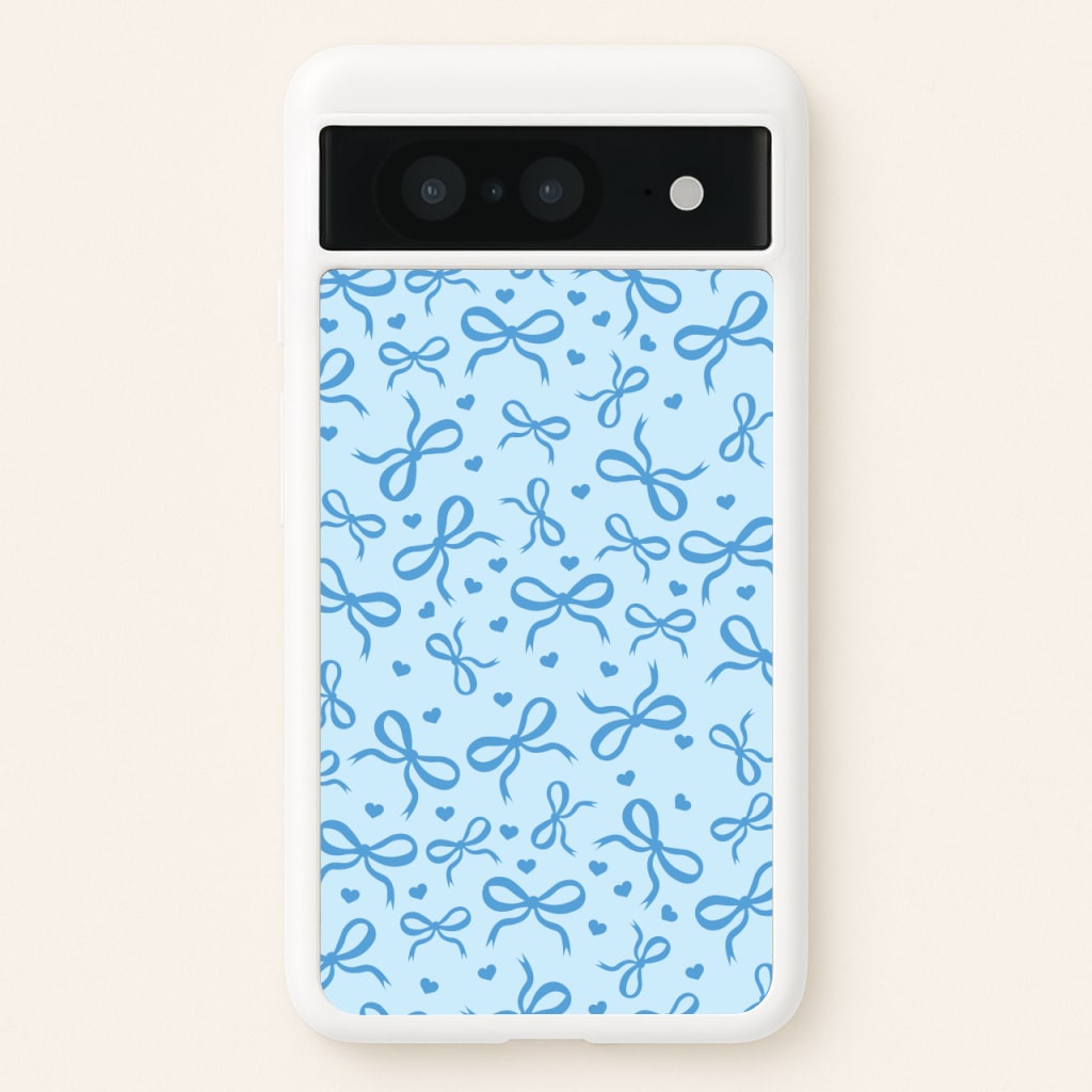 Coquette Bows And Hearts Navy Blue - Clean Girl Aesthetic Phone Case for Google Pixel 8