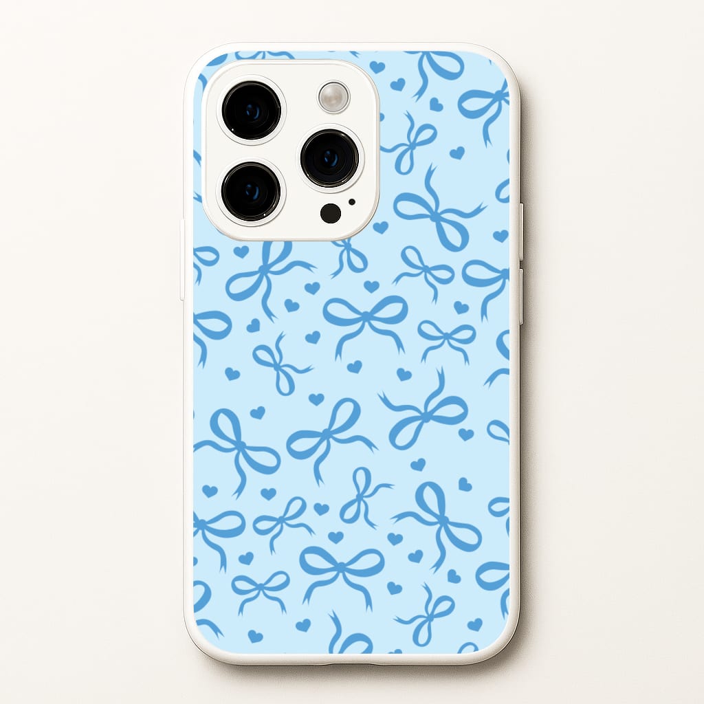 Coquette Bows And Hearts Navy Blue - Clean Girl Aesthetic Phone Case for iPhone 14 Pro