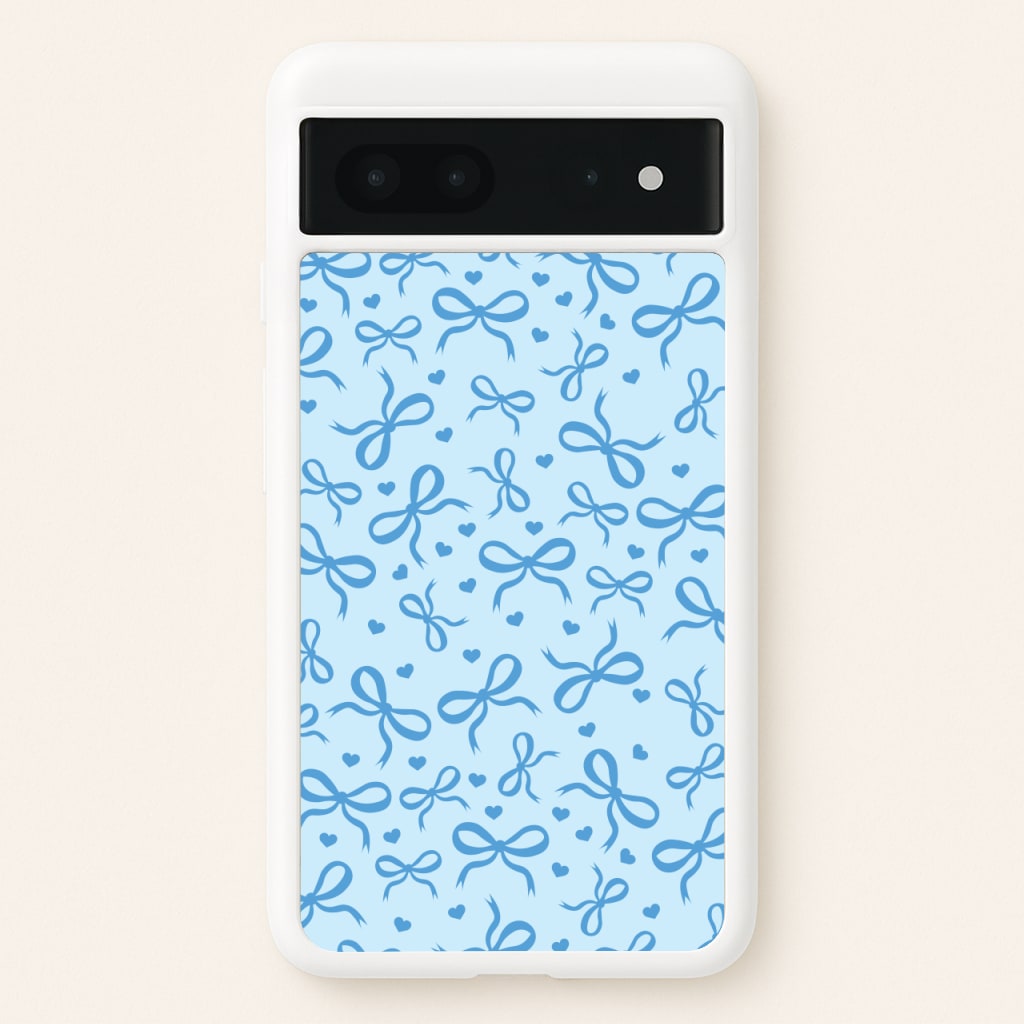 Coquette Bows And Hearts Navy Blue - Clean Girl Aesthetic Phone Case for Google Pixel 7