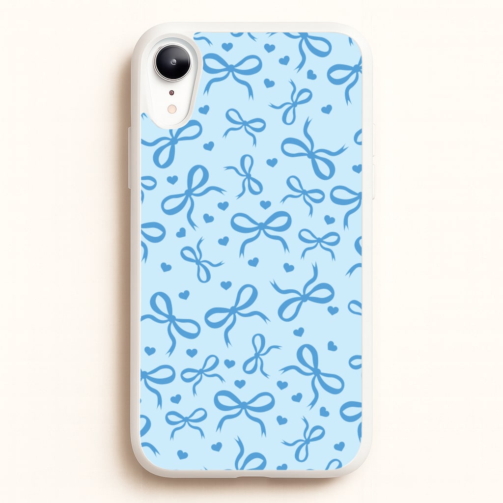 Coquette Bows And Hearts Navy Blue - Clean Girl Aesthetic Phone Case for iPhone XR
