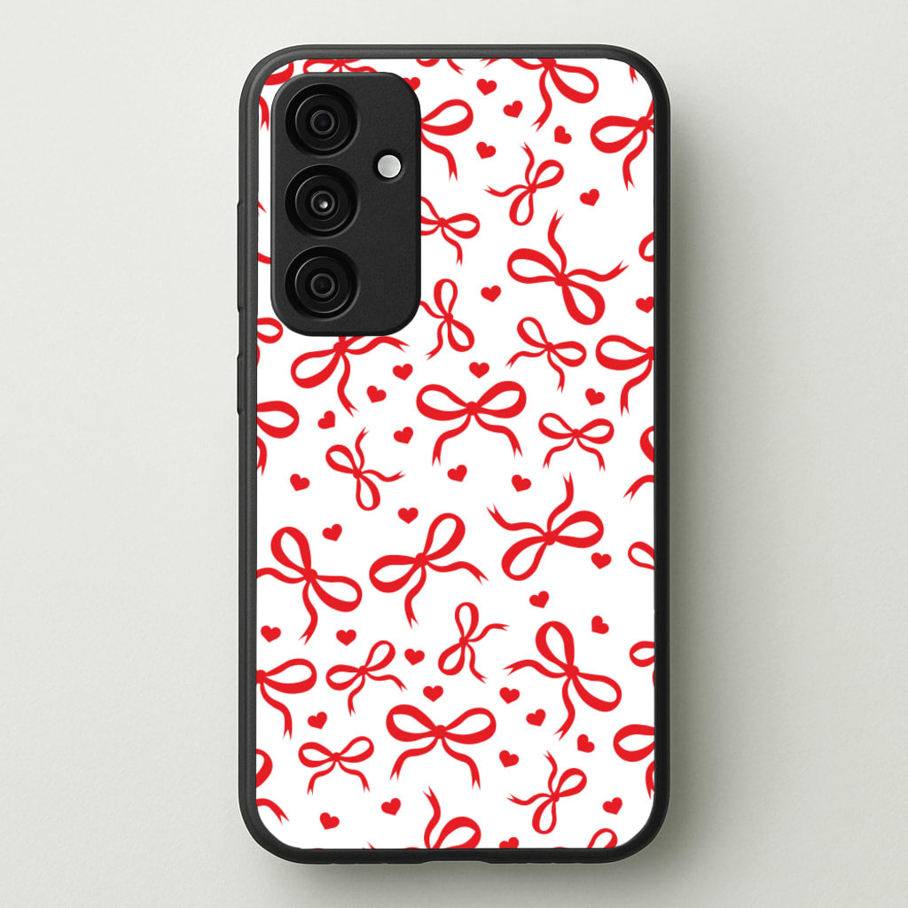 Coquette Bows And Hearts Red - Clean Girl Aesthetic Phone Case for Galaxy A55