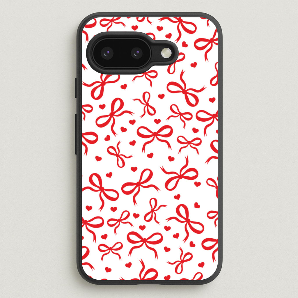 Coquette Bows And Hearts Red - Clean Girl Aesthetic Phone Case for Google Pixel 9a