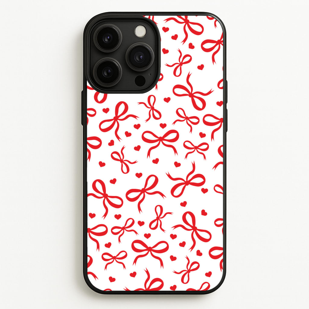 Coquette Bows And Hearts Red - Clean Girl Aesthetic Phone Case for iPhone 13 Pro Max