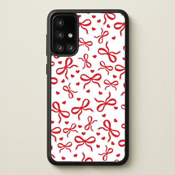 Coquette Bows And Hearts Red - Clean Girl Aesthetic Phone Case for Galaxy A71