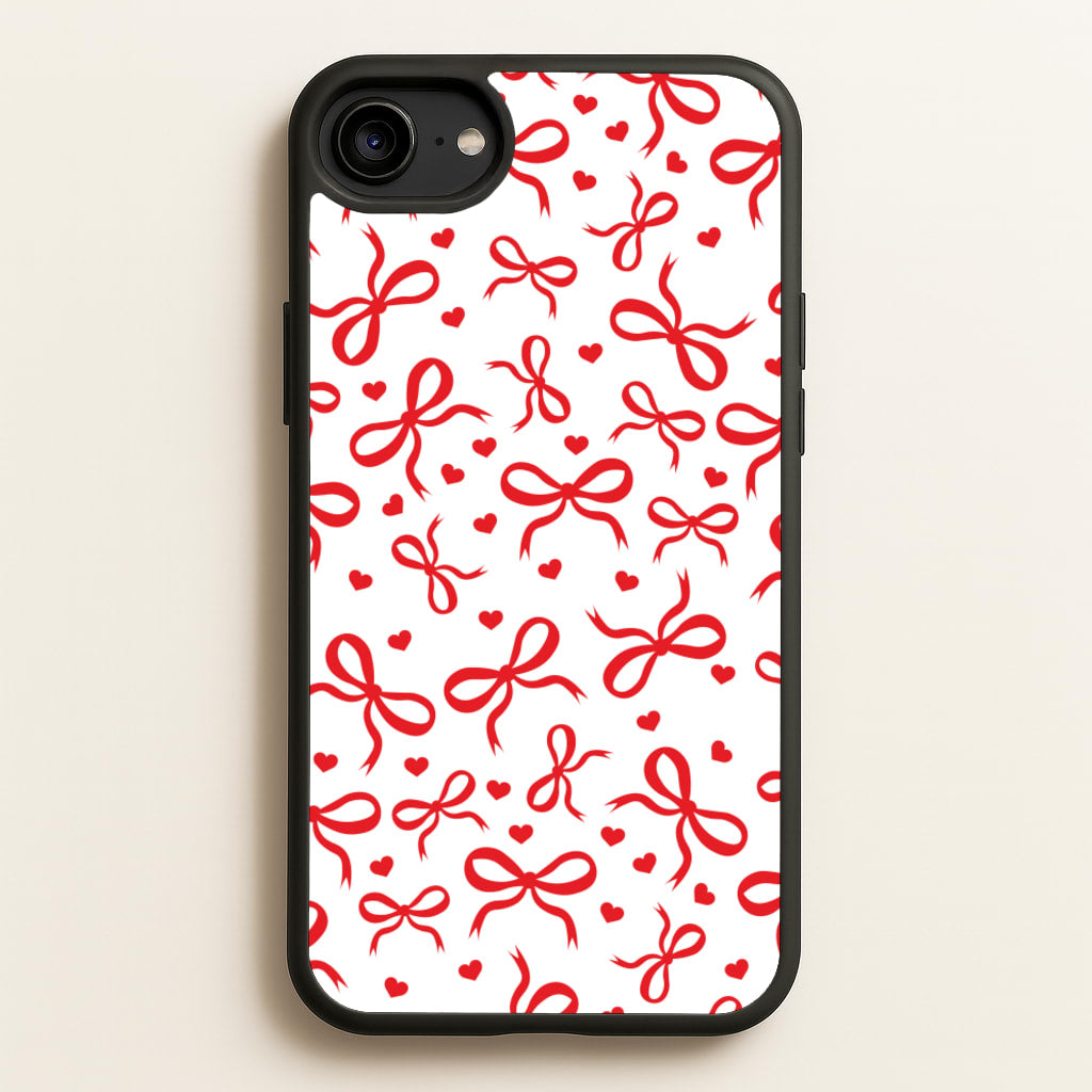 Coquette Bows And Hearts Red - Clean Girl Aesthetic Phone Case for iPhone 6 / 7 / 8 / SE