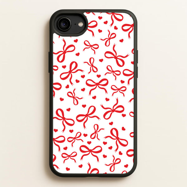 Coquette Bows And Hearts Red - Clean Girl Aesthetic Phone Case for iPhone 6 / 7 / 8 / SE