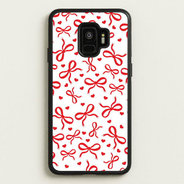 Coquette Bows And Hearts Red - Clean Girl Aesthetic Phone Case for Galaxy S9