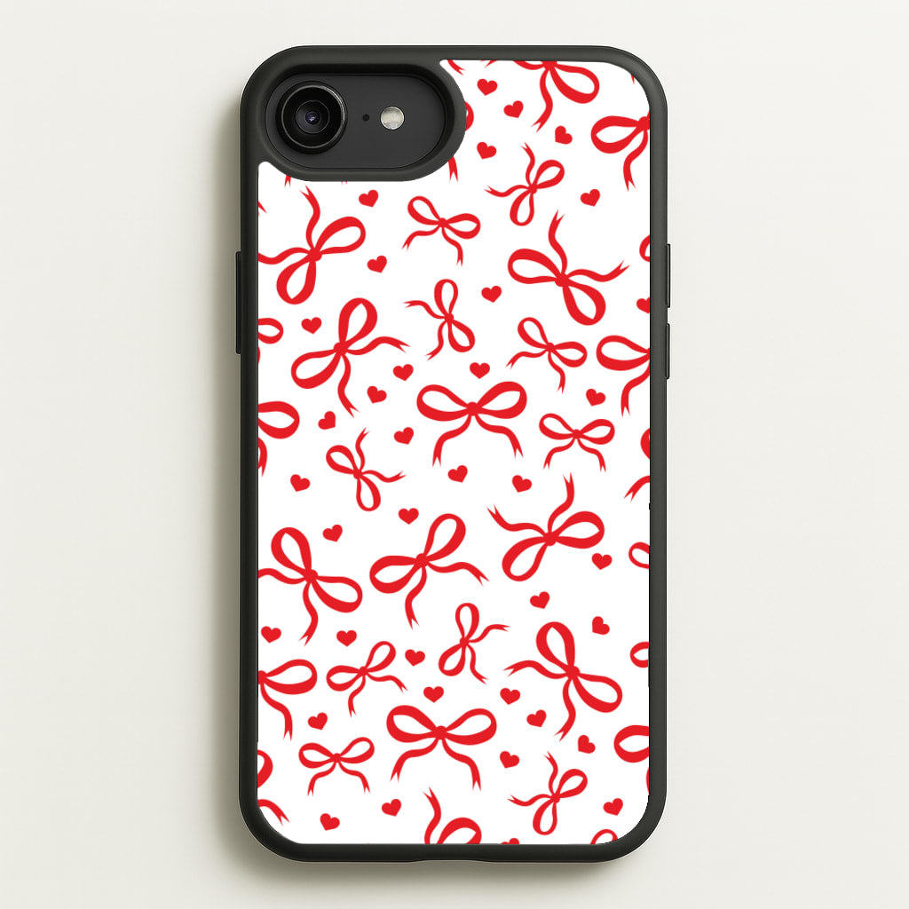 Coquette Bows And Hearts Red - Clean Girl Aesthetic Phone Case for iPhone 6 Plus / 7 Plus / 8 Plus