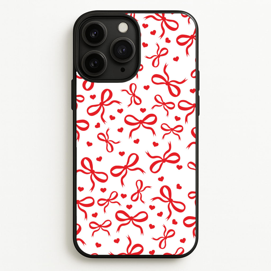 Coquette Bows And Hearts Red - Clean Girl Aesthetic Phone Case for iPhone 11 Pro