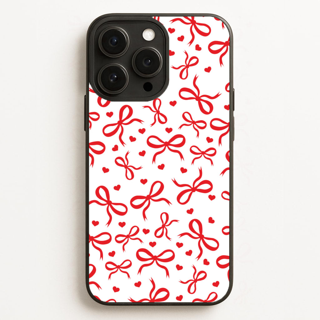 Coquette Bows And Hearts Red - Clean Girl Aesthetic Phone Case for iPhone 12 Pro Max