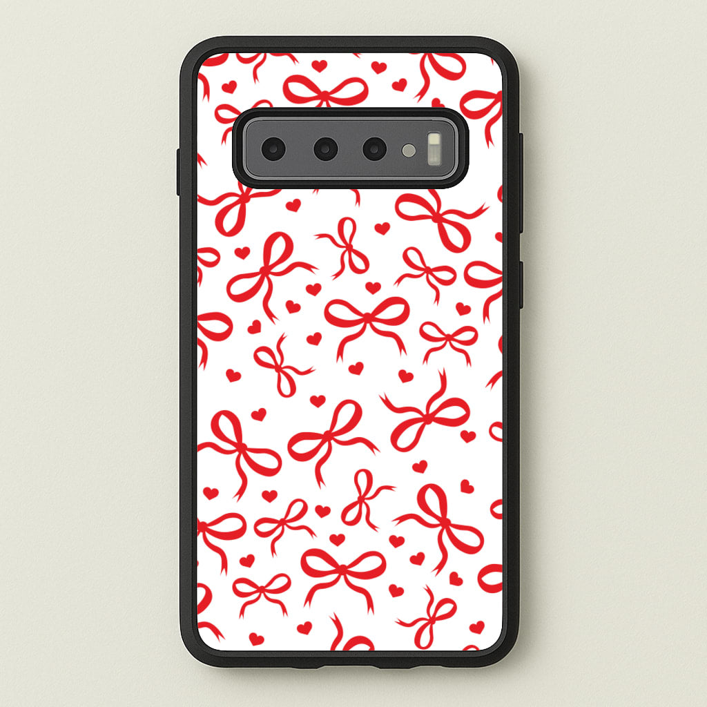Coquette Bows And Hearts Red - Clean Girl Aesthetic Phone Case for Galaxy S10
