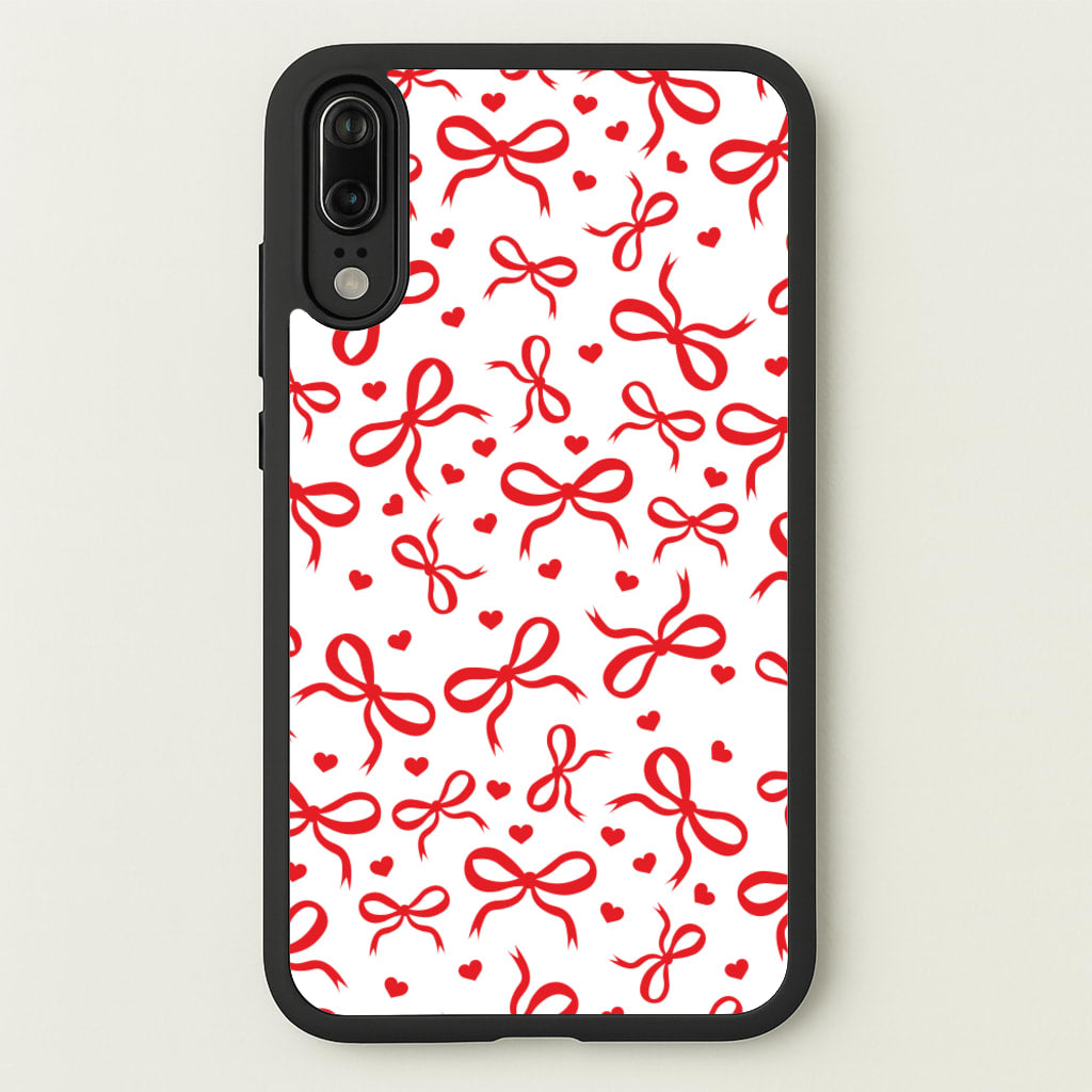 Coquette Bows And Hearts Red - Clean Girl Aesthetic Phone Case for Huawei P20