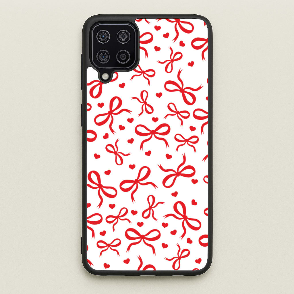 Coquette Bows And Hearts Red - Clean Girl Aesthetic Phone Case for Galaxy A12