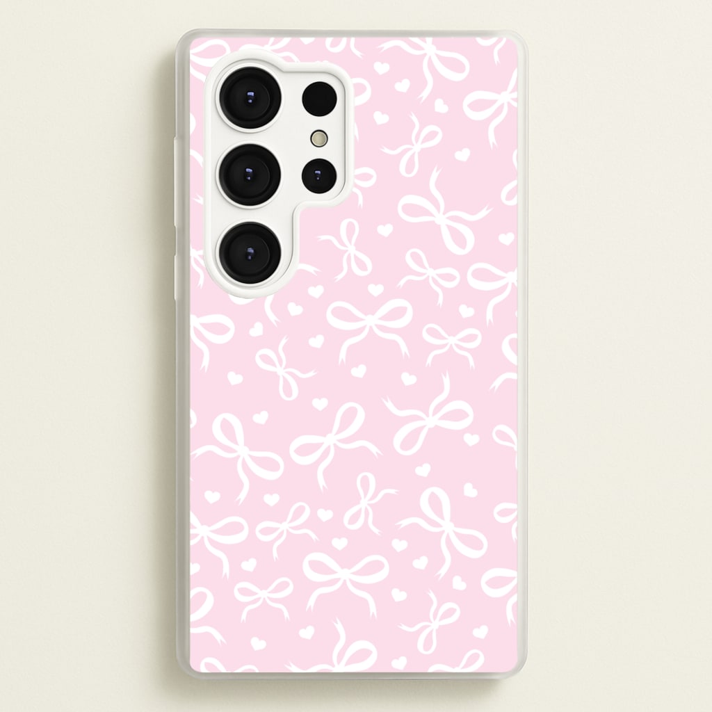 Coquette Bows And Hearts Baby Pink - Clean Girl Aesthetic Phone Case for Galaxy S25 Ultra