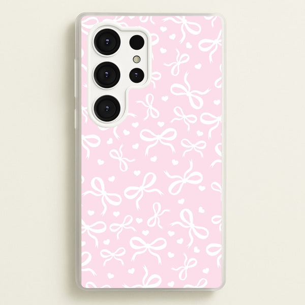 Coquette Bows And Hearts Baby Pink - Clean Girl Aesthetic Phone Case for Galaxy S25 Ultra