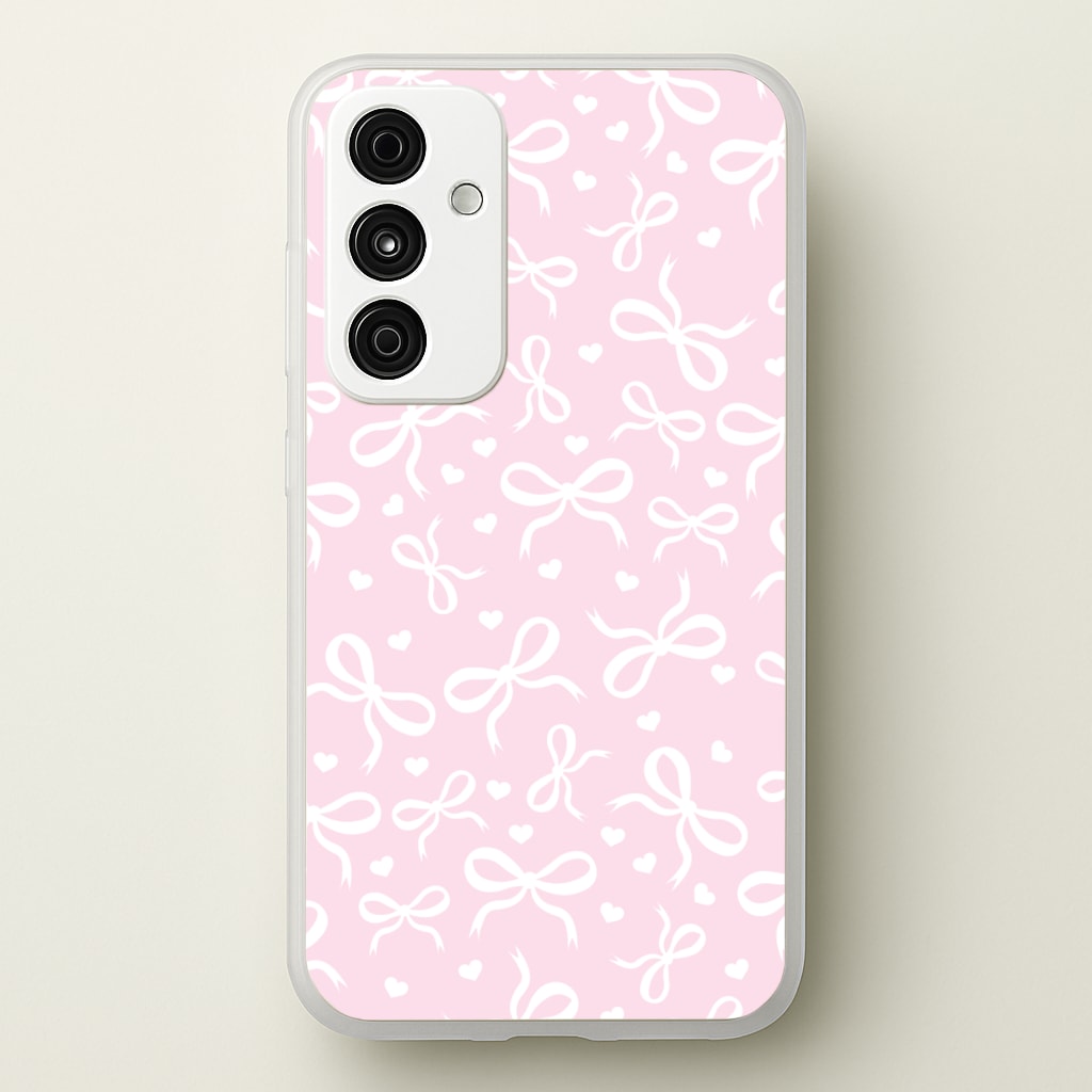 Coquette Bows And Hearts Baby Pink - Clean Girl Aesthetic Phone Case for Galaxy A55