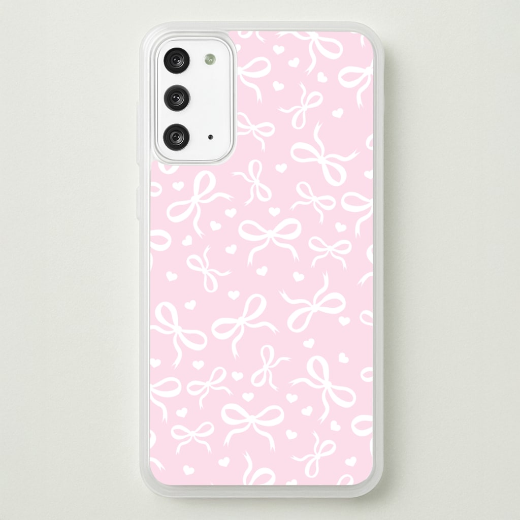Coquette Bows And Hearts Baby Pink - Clean Girl Aesthetic Phone Case for Galaxy Note 20