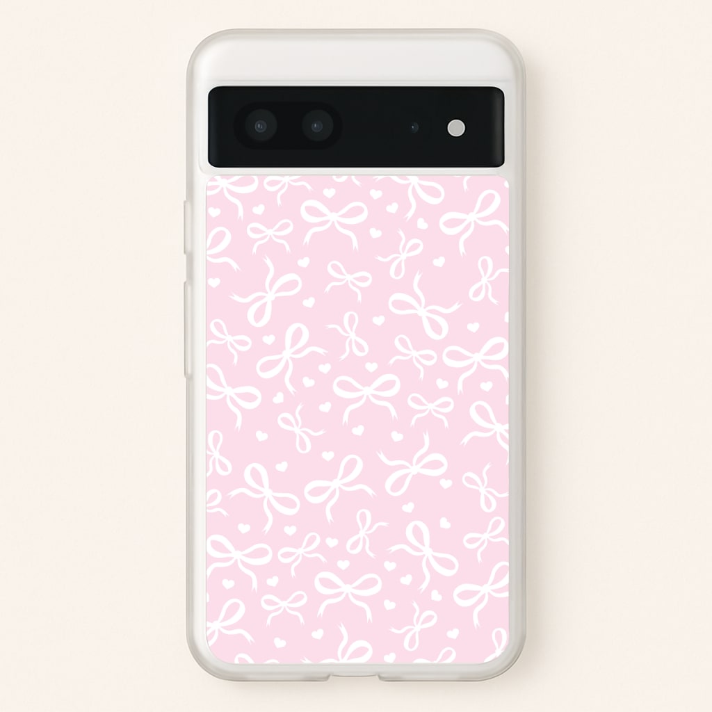 Coquette Bows And Hearts Baby Pink - Clean Girl Aesthetic Phone Case for Google Pixel 7
