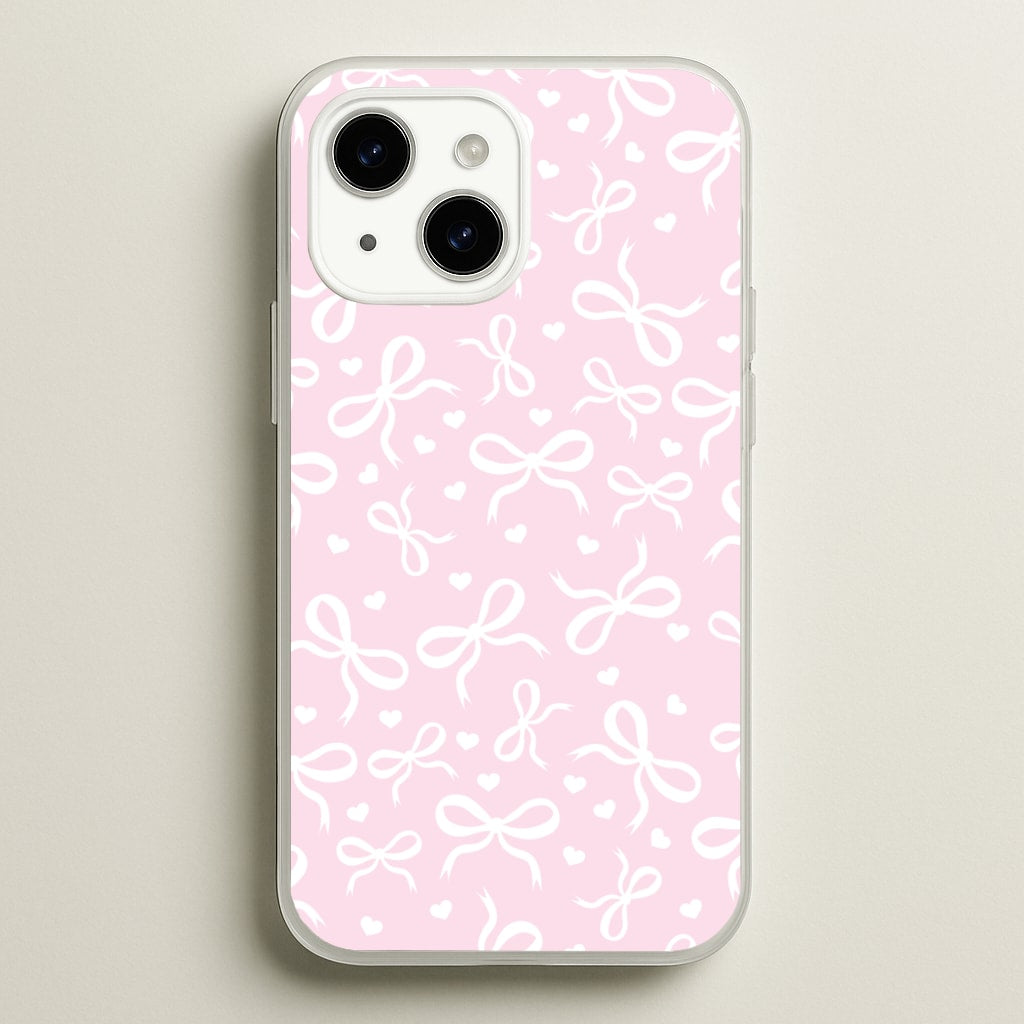 Coquette Bows And Hearts Baby Pink - Clean Girl Aesthetic Phone Case for iPhone 14