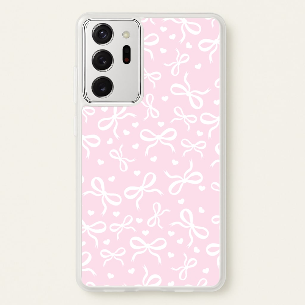 Coquette Bows And Hearts Baby Pink - Clean Girl Aesthetic Phone Case for Galaxy Note 20 Ultra