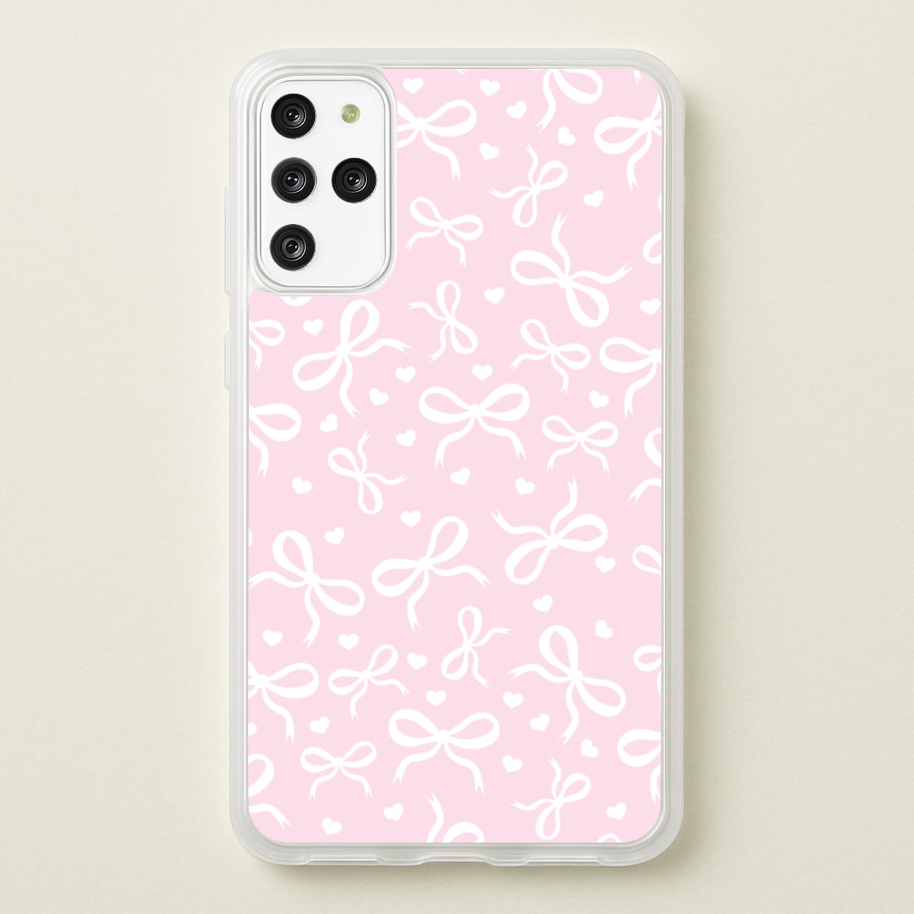 Coquette Bows And Hearts Baby Pink - Clean Girl Aesthetic Phone Case for Galaxy S20 Plus