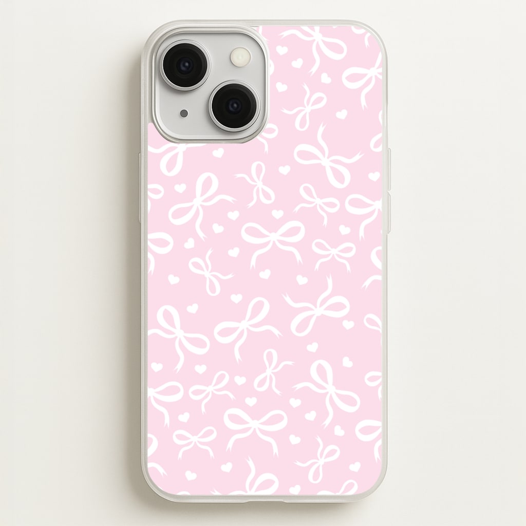 Coquette Bows And Hearts Baby Pink - Clean Girl Aesthetic Phone Case for iPhone 13