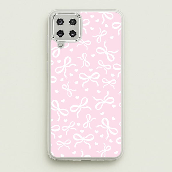 Coquette Bows And Hearts Baby Pink - Clean Girl Aesthetic Phone Case for Galaxy A12