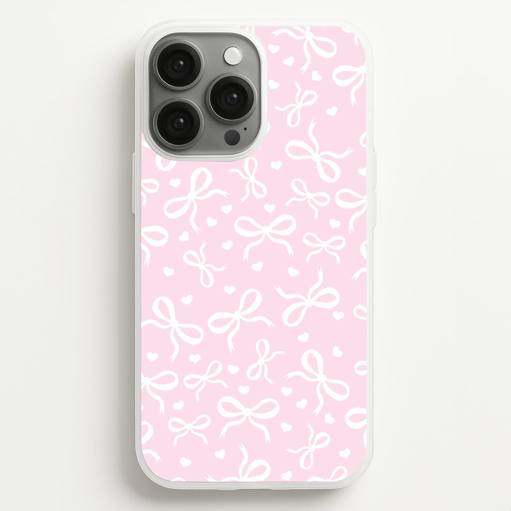 Coquette Bows And Hearts Baby Pink - Clean Girl Aesthetic Phone Case for iPhone 13 Pro Max