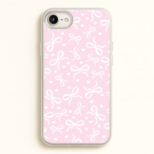 Coquette Bows And Hearts Baby Pink - Clean Girl Aesthetic Phone Case for iPhone 6 Plus / 7 Plus / 8 Plus