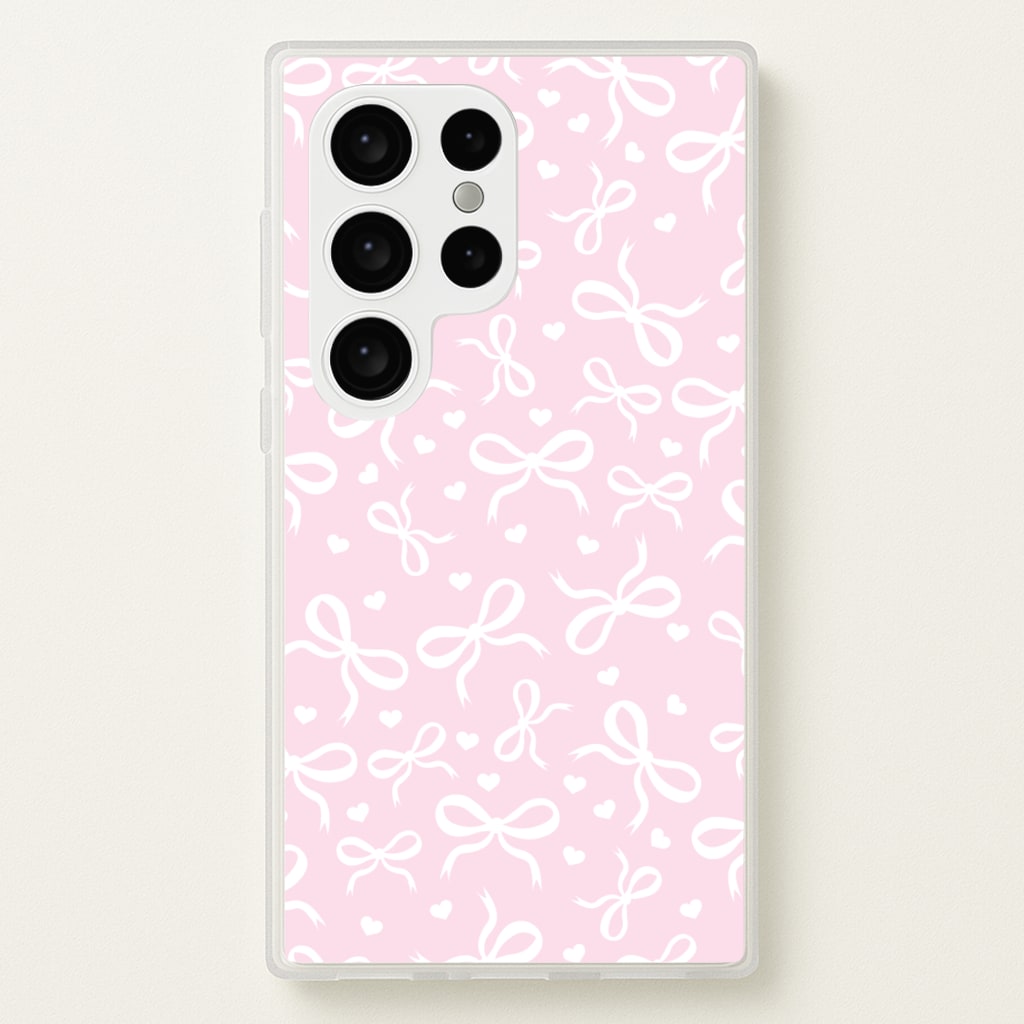 Coquette Bows And Hearts Baby Pink - Clean Girl Aesthetic Phone Case for Galaxy S24 Ultra