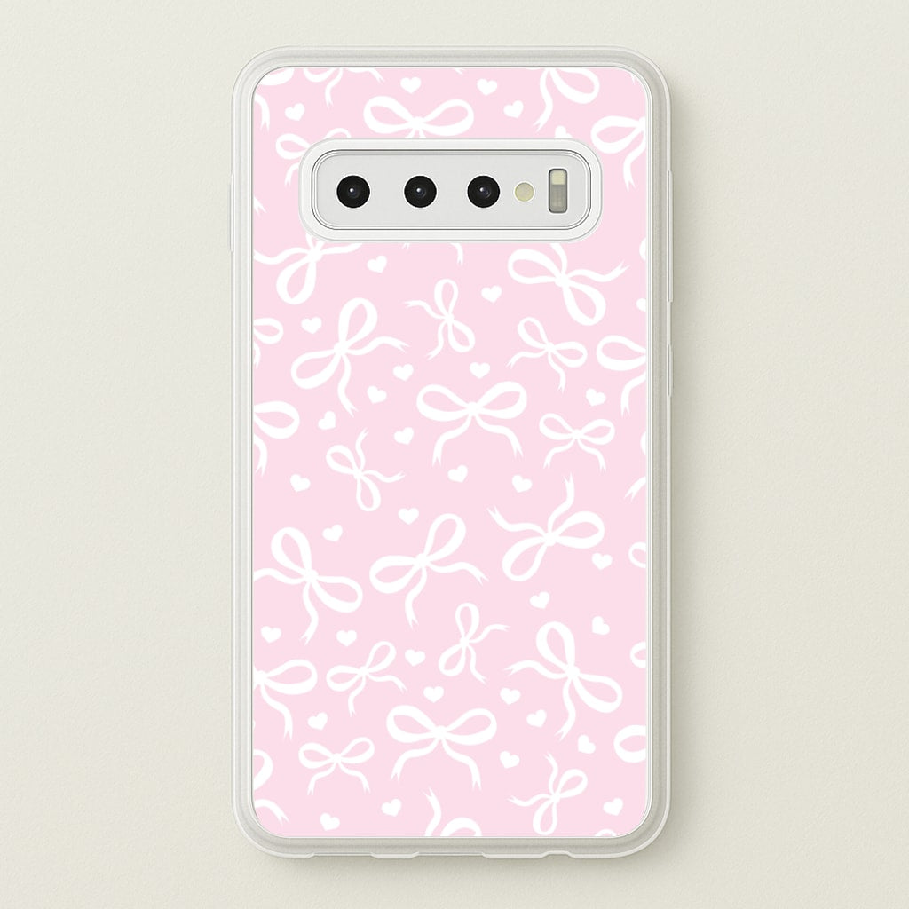 Coquette Bows And Hearts Baby Pink - Clean Girl Aesthetic Phone Case for Galaxy S10 Plus