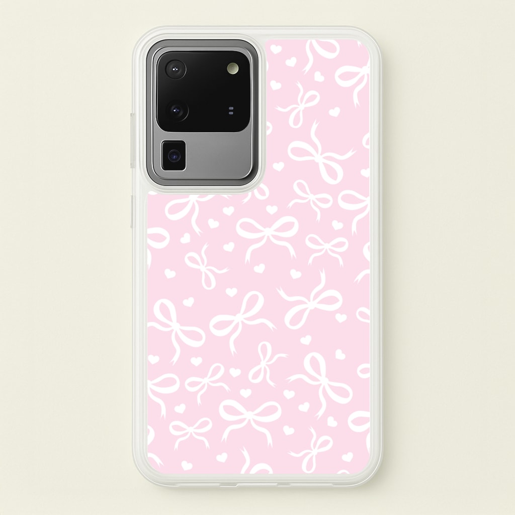 Coquette Bows And Hearts Baby Pink - Clean Girl Aesthetic Phone Case for Galaxy S20 Ultra